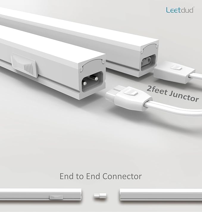 Leetdud Under Cabinet Lighting Plug in, 24 Inch 1 Pc, Linkable AC120V 3CCT 3000K/4000K/5000K Ultra Slim, LED Under Cabinet Lights for Counter Light, Kitchen, Shelf, Sink, Workshop, Desk, White