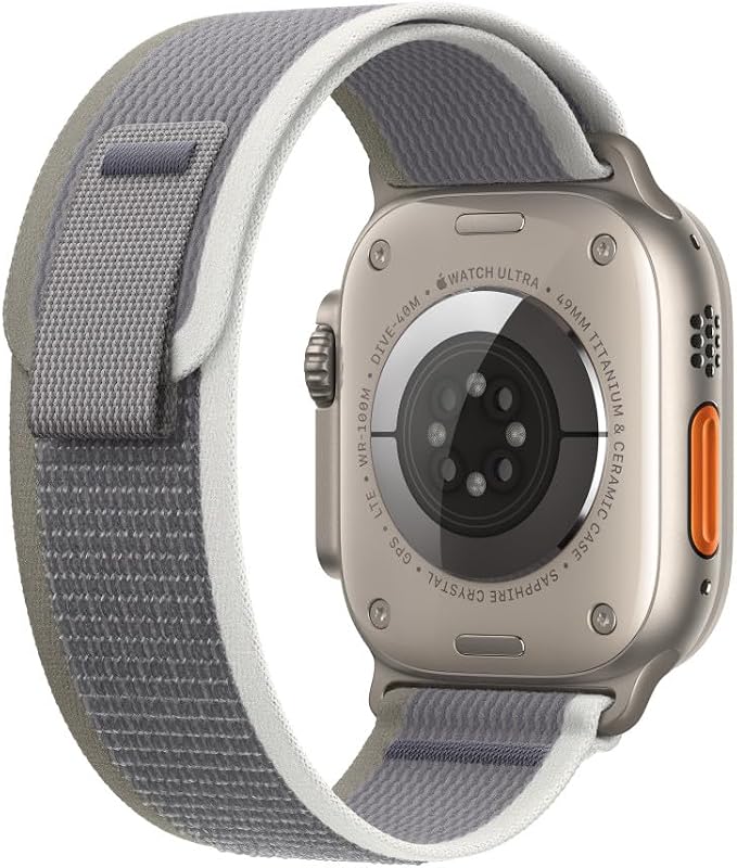 Apple Watch Band - Trail Loop (49mm) - Green/Gray with Rugged Titanium Finish - S/M