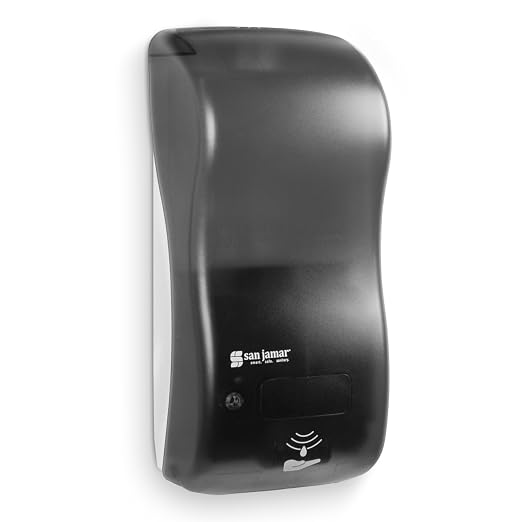 San Jamar Classic Rely Hybrid Electronic Liquid and Lotion Soap Dispenser Hand Sanitizer Dispenser for Bathroom, Kitchen, Restrooms, and Restaurants, Plastic, 900 Ml, Black Pearl