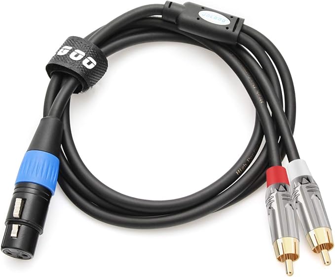 JOLGOO Unbalanced XLR Female to Dual RCA Y Splitter Breakout Cable, 1 XLR Female to 2 RCA Male Y Breakout Cable Adapter Cord, 3.3 Feet