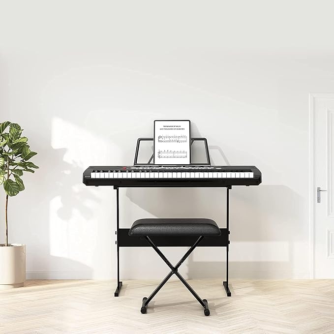 GarveeLife 61-Key Electric Keyboard Piano Set for Beginners and Kids with Microphone, Headphones, Stand, Stool, and Carrying Bag – Portable and Ideal for Teaching, Perfect Birthday or Christmas Gift