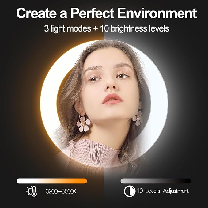 EMART 13" Ring Light with 55" Extendable Tripod Stands and Phone Holder, Dimmable LED Circle Round Light for Selfie Camera Photography/Makeup/YouTube Video/Vlogging/Live Streaming