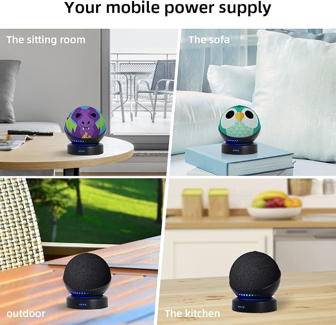 Battery Base for Echo dot 5th Generation Portable Echo Dot 4th Generation and Homepod Mini Battery Stand Accessories, not Including DOT speaaker (Black)