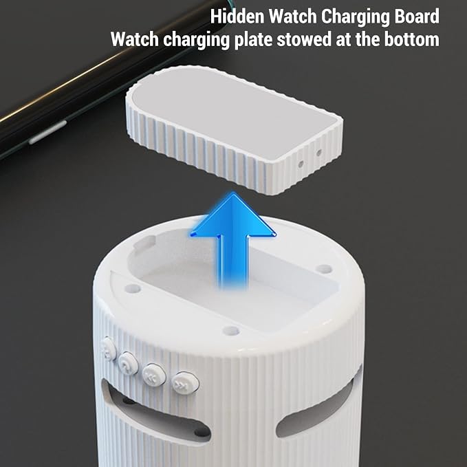 4 in 1 Magnetic Wireless Charging Station, Magnetic Phone & Watch Charger Station, Fast Charging RGB Charger for Phone Earbud Watch