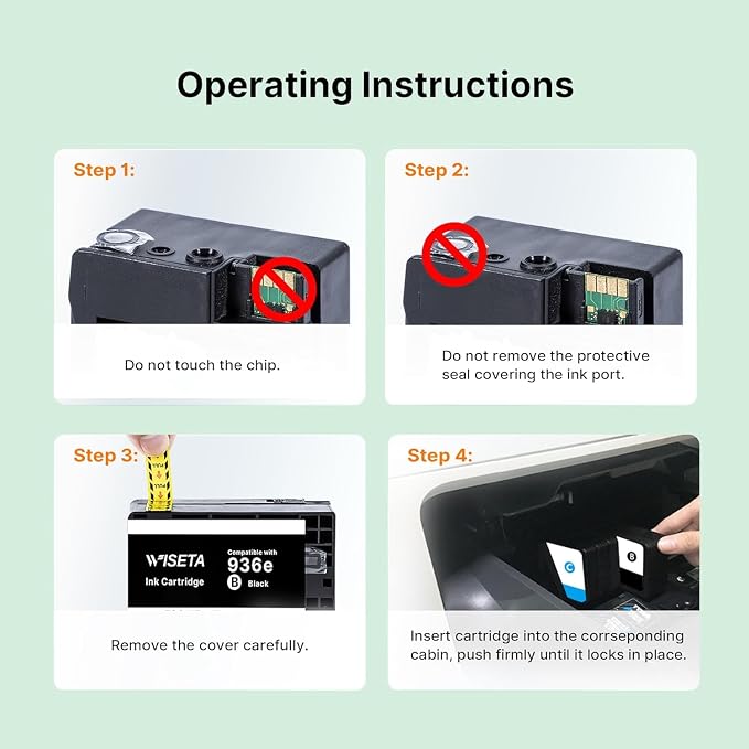 936XL 936 Ink Cartridges for HP Printers (4-Pack) for HP 936 Ink Cartridges Work OfficeJet Pro 9730e 9135e 9120e 9110 9120b 9120 9110b 9130e 9110e 9130b, Black Cyan Magenta Yellow with Chip 6C3Z5LN