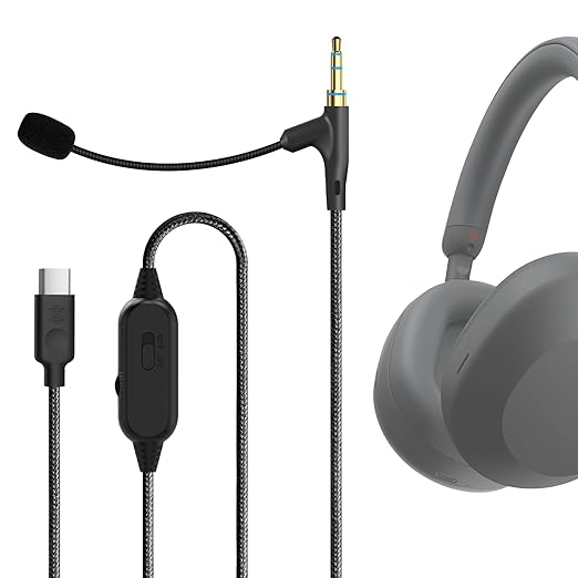 GEEKRIA USB-C Boom Mic Cable Compatible with Soundcore Space One, Sony WH-1000XM6, ULT WEAR, Replacement Cord with Boom Microphone and Volume/Mute Control for Gaming & Meeting (5.6ft)