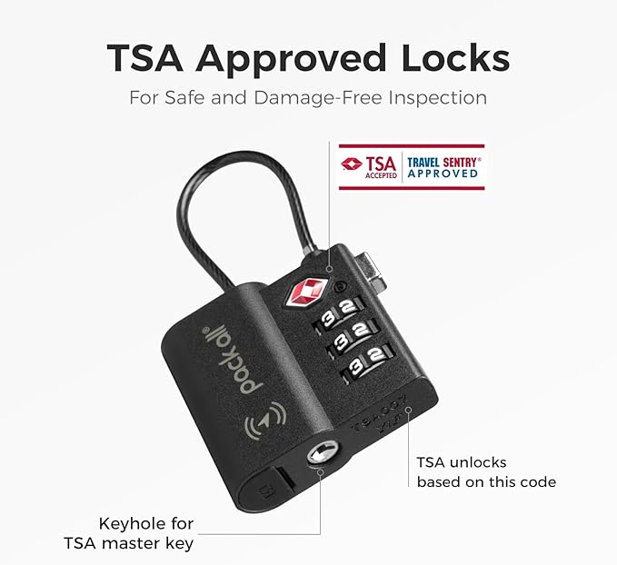 pack all Anti-Lost Tracking Luggage Lock, Smart TSA Approved Cable Lock with 3-Digit Combination, Built-in Tracker, Compatible with Apple Find My (Black, 2-Pack)