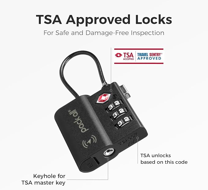 pack all Anti-Lost Tracking Luggage Lock, Smart TSA Approved Cable Lock with 3-Digit Combination, Built-in Tracker, Compatible with Apple Find My (Black, 1-Pack)
