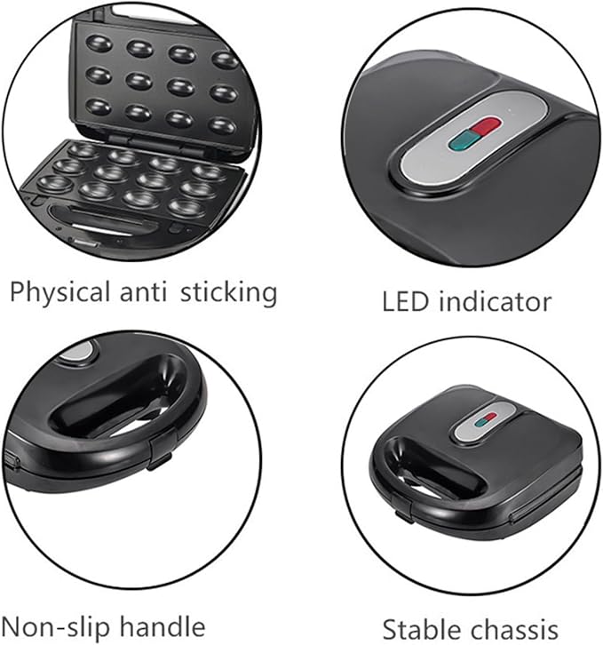 Electric Maker with 10 Non Stick Plates, Indicator Lights Cool Touch Handle Easy to and Store for Cooking Breakfast Grilled Cheese Tuna and Snacks (US Plug 110V)