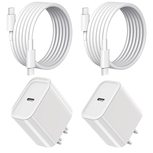 iPhone 17 16 15 Charger Fast Charging,2Pack 20W Fast USB C Charger Block Type C Charging Block with USB C to USB C Cable for iPhone 17/17 Air/17 Pro Max/16/16 Plus/16 Pro Max/15 Pro Max/iPad Pro/Air