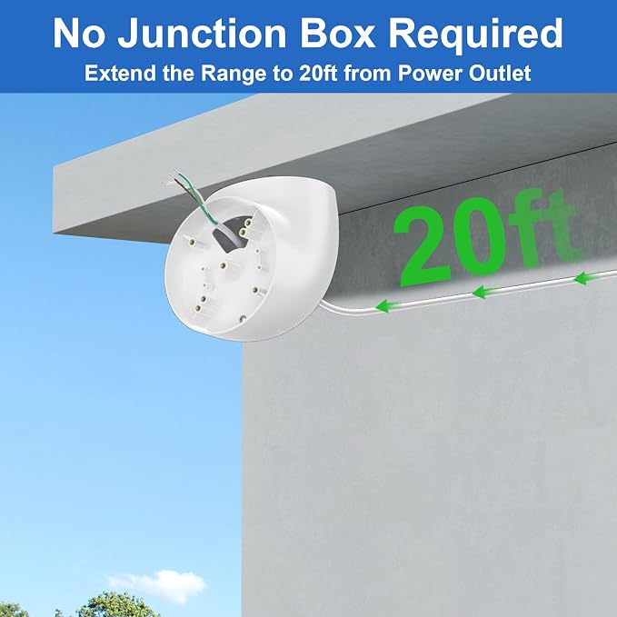 Eave Mount with Power Cable for Ring Floodlight Cam Wired Plus/Pro, Ring Floodlight Cam Pro (2nd Gen) and Blink/Google Nest/Wyze/Roku Floodlight Camera Mounting Bracket with 20ft Charging Cable