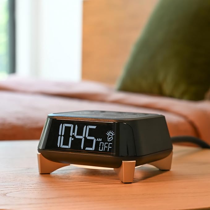 Brandstand CubieTime Zen (Latest Model) - White Noise/Sleep Sounds Alarm Clock Charger with 2 USB-C Ports, 2 Power Outlets, Night Light