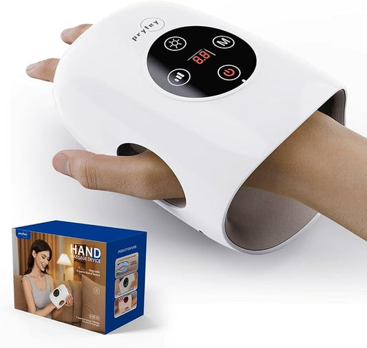 Hand Massager with Heat and Compression, Cordless Hand Massage for Arthritis Carpal Tunnel Relief, Finger Wrist Relaxation, 9 Modes 9 Intensities, Gifts for Fathers, Women Mom, White