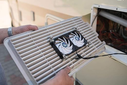 TITAN- 12V DC Double Rack Mount Ventilation Cooling Fan for Fridge Vent and Ventilation Grille with Speed Controller (120mm)