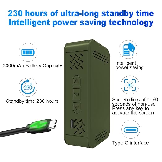 7-in-1 Portable Oxygen Detector for Indoor and Outdoor,288H Standby,O2 Detector with O2,Temperature,Humidity,Illumination,Room Oxygen Monitor for Car,RV,Camping,Travel (Green)
