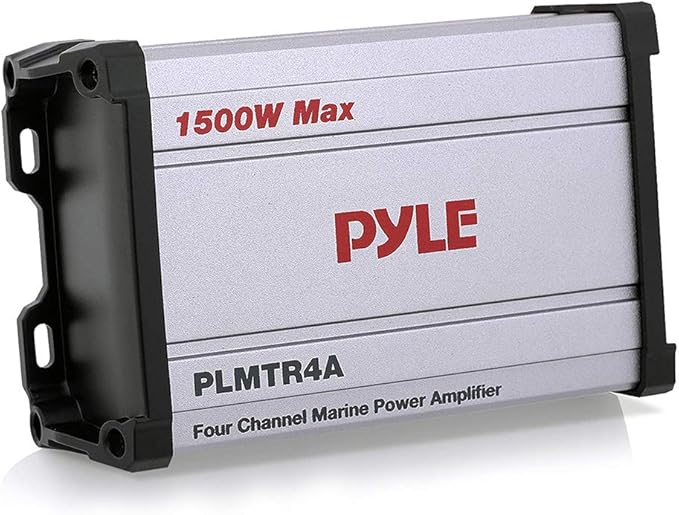 Pyle 1500W 4-Channel Marine Amplifier Receiver - Waterproof & Weatherproof Marine Grade Audio Subwoofer - for Boat & Off-Road Vehicles with Wired RCA/ AUX/ MP3 Inputs - Overload Protection - PLMTR4A