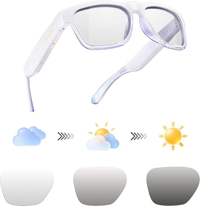 OhO sunshine Bluetooth Audio Sunglasses, Lightweight Open Ear Sport Glasses, 10H Playtime,Water Resistant with Voice Control