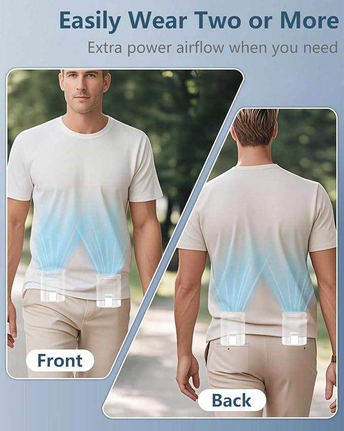 Clip On Fan for Shirt Belt Pants-Portable Waist Fan,Tiny Personal Fans Rechargeable Battery Powered Air Conditioner,White Powerful Soundless Body Fans Under Clothes for Outdoor Camping Walking Travel