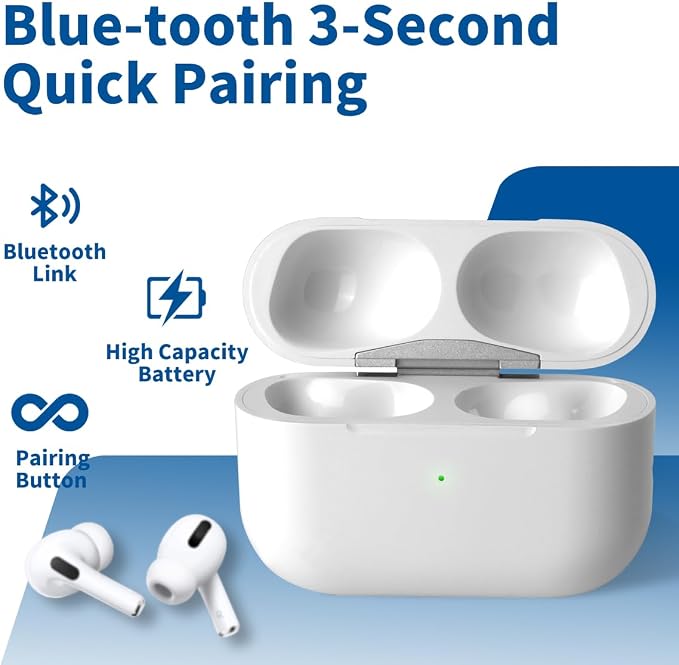 Replacement Charging Case for AirPods Pro, Wireless Charging, 1st and 2nd Generation (White)
