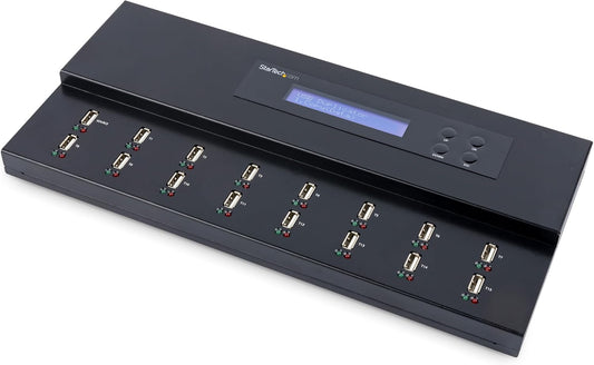 StarTech.com Standalone 1 to 15 USB Flash Drive Duplicator/Cloner/Eraser, Multiple USB Thumb Drive Copier / Sanitizer, System File / Sector-by-Sector Copy, 1.5 GB/min, 3-Pass Erase, LCD, TAA