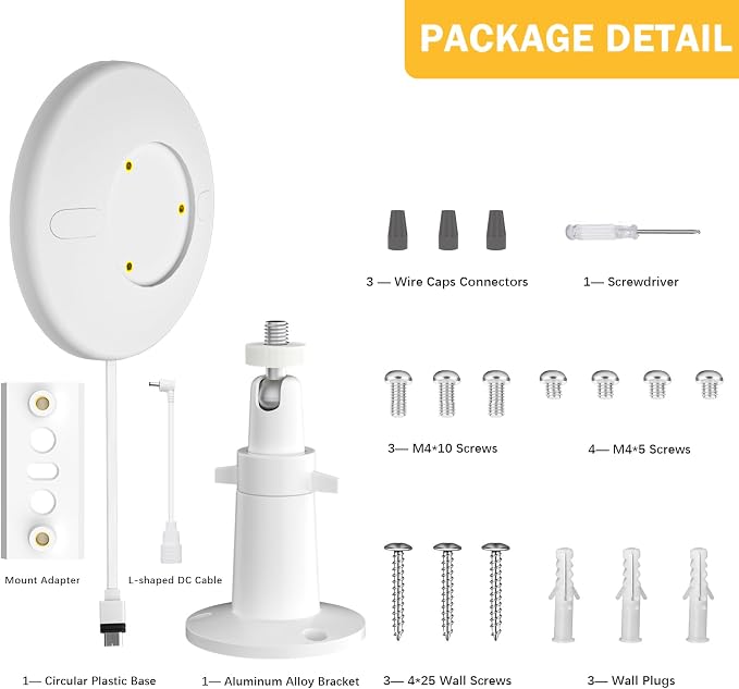 Hardwired Kit for Ring Cams (Outdoor Cam Plus, Stick Up Cam, Spotlight Cam Pro/Plus), IP67 Waterproof Design for Outdoor or Indoor Use,White