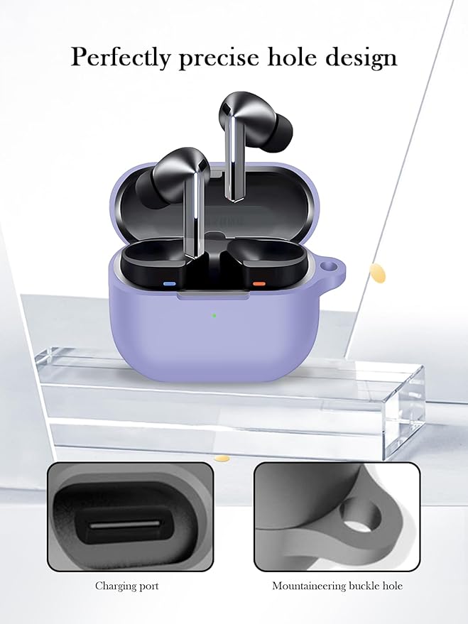 generic Compatible with SAMSUNG Galaxy Buds 3 case,for Galaxy Buds 3 pro Soft Silicone Case Cover with Keychain,Cleaning Kit and Lanyard,Shockproof,for Galaxy Buds 3/pro (2024) Accessories-Purple