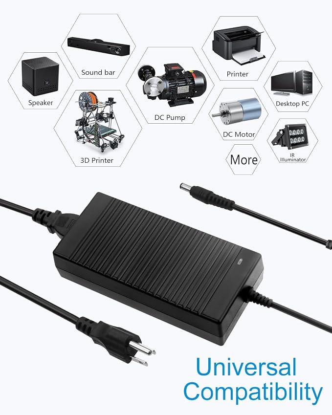 ALITOVE 12V Power Supply DC 12 Volt 12 Amp 144W Power Adapter 100-240V AC to DC Adapter 110V to 12V Converter 12A 10A Low Voltage Transformer with 5.5mm x 2.5 2.1mm Plug for LED Light 3D Printer