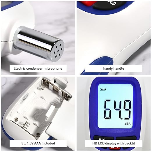 Decibel Sound Meter, Hand-Held Sound Level Meter 30dB to 13dB(A), Noise Meter Monitor with Backlight Alert, Noise Level Meter Tool for Home Office Job-site
