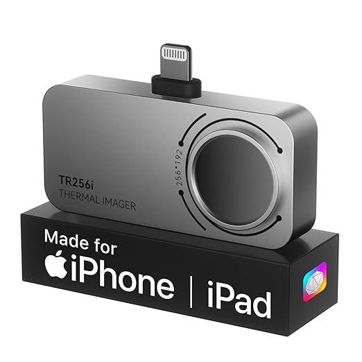 MILESEEY TR256i Thermal Imaging Camera for iOS (iPhone 14 and Earlier w/Lightning), 512×384 Super Resolution Infrared Camera, iPad Thermal Imager, 5°F-1112°F for Electrical, Building, HVAC Detection