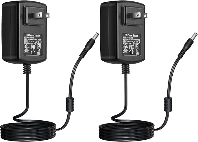 [UL Certified] 2-Pack 12V 2A Power Supply Adapter, 5.5mm x 2.1mm Plug, AC to DC Adapter for IP Camera, DVR, NVR, LED IR, Router – UL, FCC, RoHS Listed