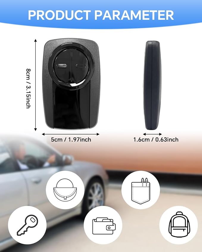 380UT Chamberlain klik5u-bk2 klik3u-bk Garage Door Opener Remote Clicker, 375UT Universal Garage Door Remote for Lift Master Craftsman Genie, Dip Switch (Black 2PC)
