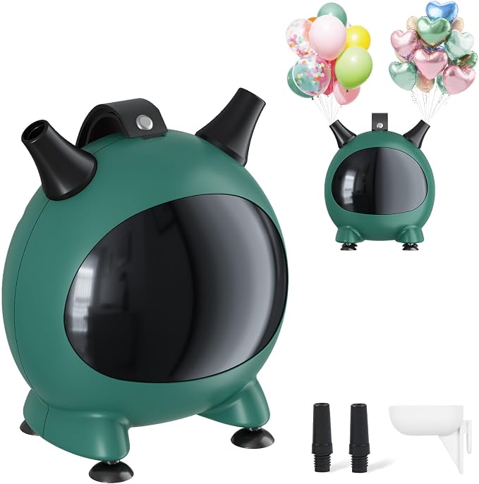 Togvu Balloon Pump Electric, Portable Balloons Inflator Air Pump with 2 Nozzles, Small Balloon Blower Machine 600W for Latex Garland Arch and Foil Balloons