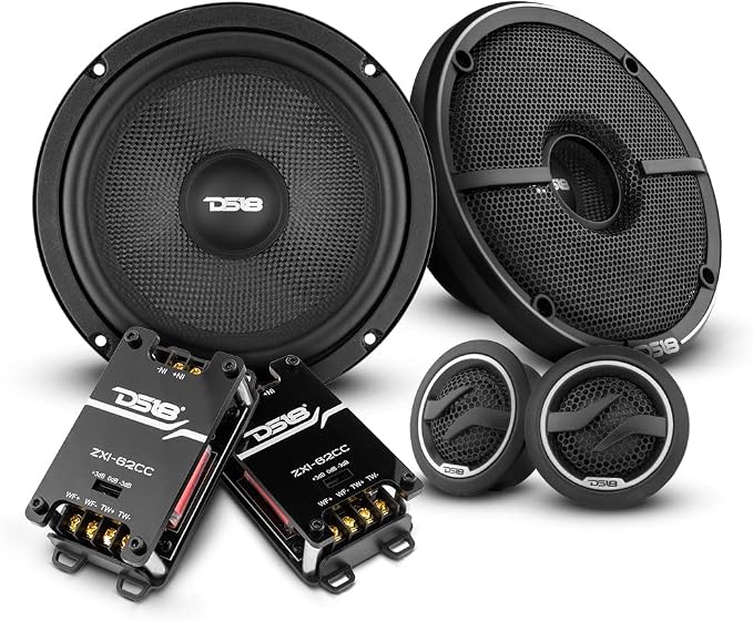 DS18 ZXI-62C 6.5" 2- Way Car Audio Component Speaker System with Kevlar Cone - Set of Woofer, Crossover & Tweeter