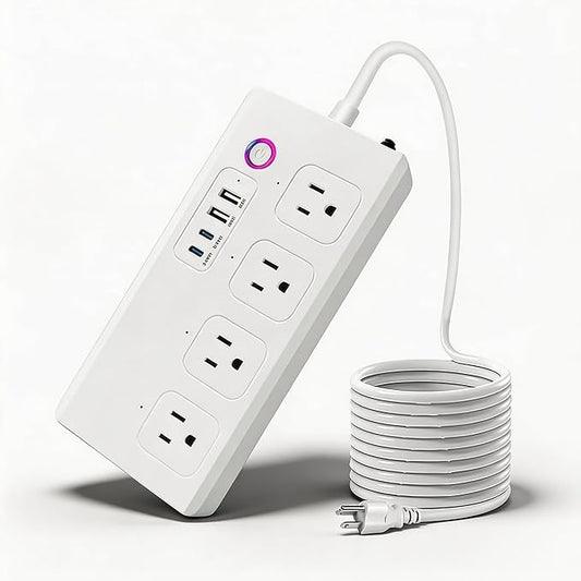 Smart WiFi Power Strip Surge Protector, Extension Cord w/ 4 Individually Controlled AC Outlets and 4 USB Ports(3USB A+1USB C), Voice/Remote Control Smart Plug Works with Alexa, Google Home, IFTTT