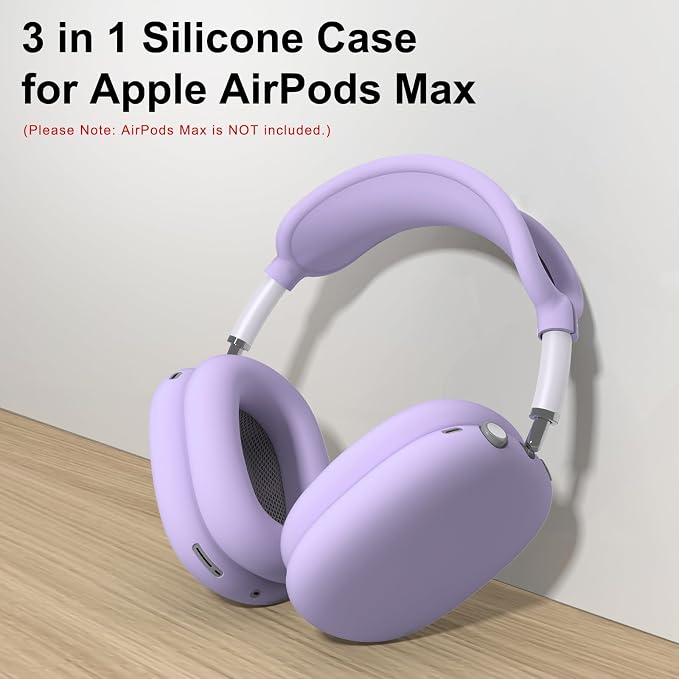 Silicone Case Cover for AirPods Max Headphones, Ear Pad Case Cover/Ear Cups Cover/Headband Cover for AirPods Max 2/1 (2026/2024/2020)(USB-C/Lightning), Accessories for Apple AirPod Max 2, Pastel Lilac