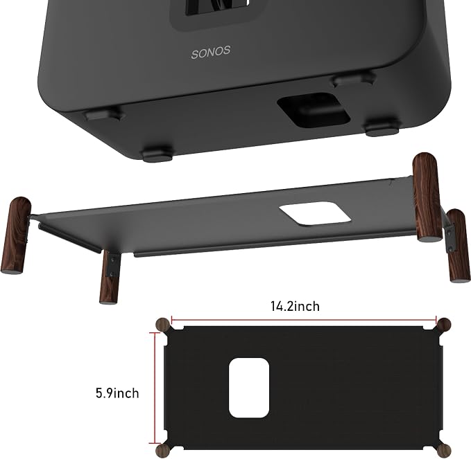 Real Wood Stand for Sub 4,The Holder Accessories Protect Sonos Sub 4 for Sound Better,Secure Stable Wooden Mount with Metal Frame for Sonos Sub 4, Sub 3, Sub 2, (Walnut) (Black)