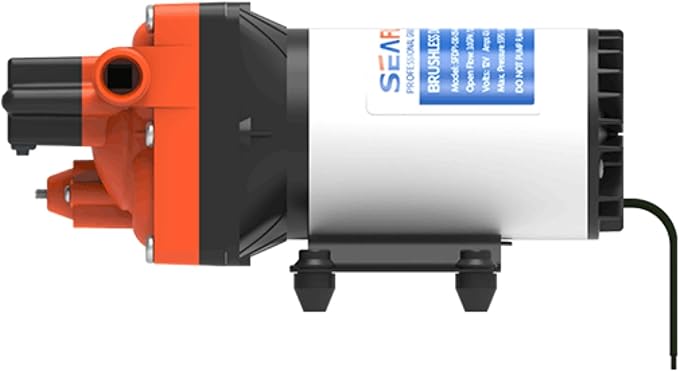 SEAFLO 42W Series Brushless Automatic Demand Diaphragm Pump – Model SFDPA1-040-055-42W, 115V, 4.0 GPM, 55 PSI | Self-Priming, Run Dry Safe, Overload Protection, 4-Year Warranty!