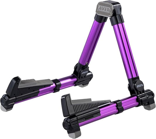 ENO MUSIC Alumium Alloy A-Frame Universal Folding Acoustic Guitar Stand, Suitable for Electric Bass Guitars, Purple