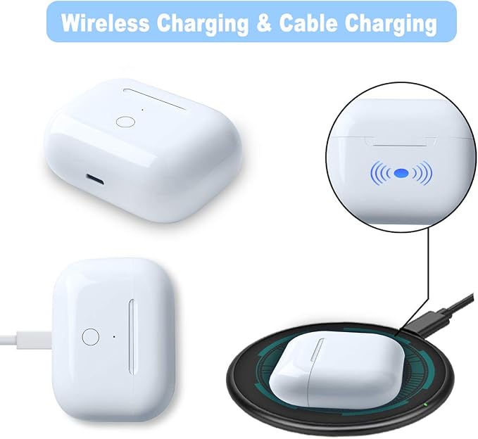 Compatible with for Wireless AirPod Pro 1st & 2nd Generation Charging Case Replacement, Compatible with for AirPod Pro 1st & 2nd Charger Case with Bluetooth Pairing Sync Button | Compatible with