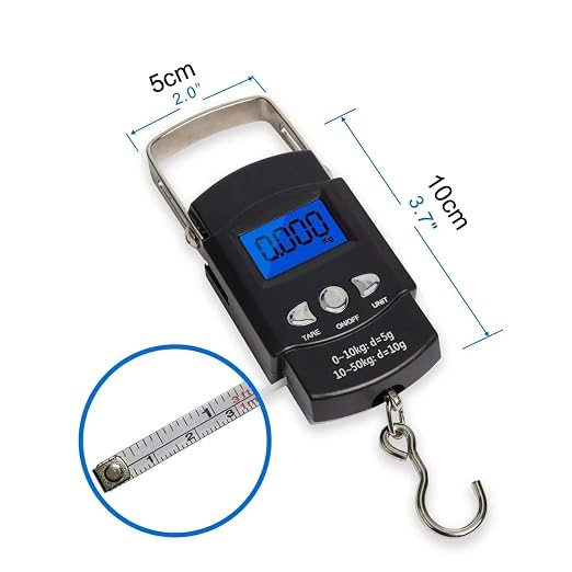 4-Piece Portable 50kg Digital Hanging Luggage Weight Scale - Backlight Electronic Tool for Fishing & Travel