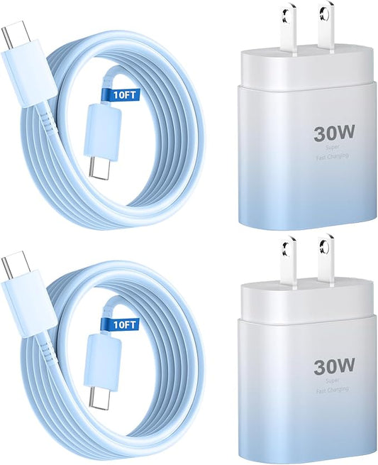 Phone 17 16 15 Charger Fast Charging,30W USB C Phone 17 16 15 Pro Max Charger Block&10FT Long Type C Cable Cord for i.Phone 17/Air/17 Pro/17 Pro Max/16/16 Pro/16 Pro Max/15/15 Pro Max,Blue Gradient