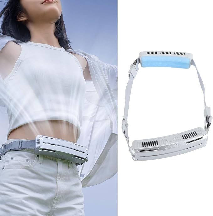 flexman Portable Waist Fan, ABS Wearable Waist Fan, Three Air Speeds 8000 mAh Battery Operated Wearable Personal Fan, Rechargeable Belt Fan (Silver Gray)