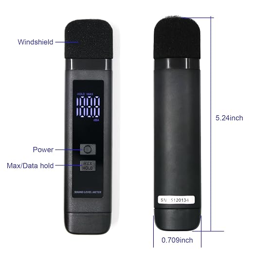 Digital Decibel Meter Sound Level Meter with LCD Display Decibel/MAX/Data Hold and Battery Indicator, 30~130dBA Pocket SPL Meter Sound Noise Monitor Rechargeable for Noisy Neighbors Factory Home