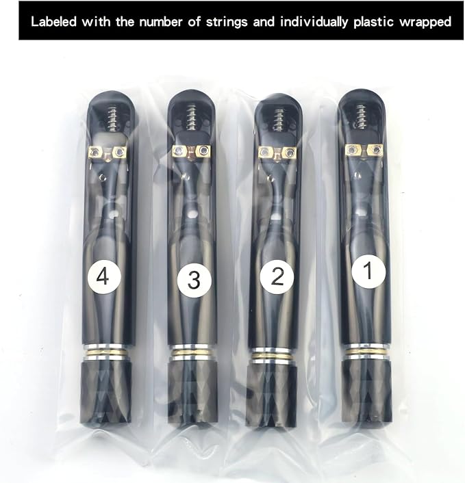 Pack of 4 Individual Single Tubular Fixed Bridge 4 String Electric Bass Bridge for Headless 4-string Bass Replacement Parts （Conductive Black）