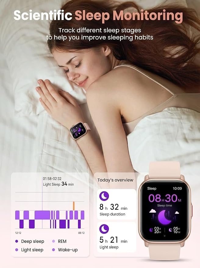 SKG Smart Watch for Women Men Android iPhone, with Alexa Built-in & Bluetooth Call (Answer/Make Call) 1.69" Fitness Tracker with IP68 Waterproof, 60+ Sports, Heart Rate SpO2 Monitor, V7 Pro