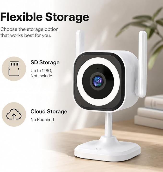 2K Cameras for Home Security, 5G/2.4G WiFi Indoor Outdoor Security Camera for Dog/Pet/Baby/Elderly, Plug-in, Color Night Vision, 4X Zoom, 2-Way Audio, IP66, SD/Cloud - 2Pack