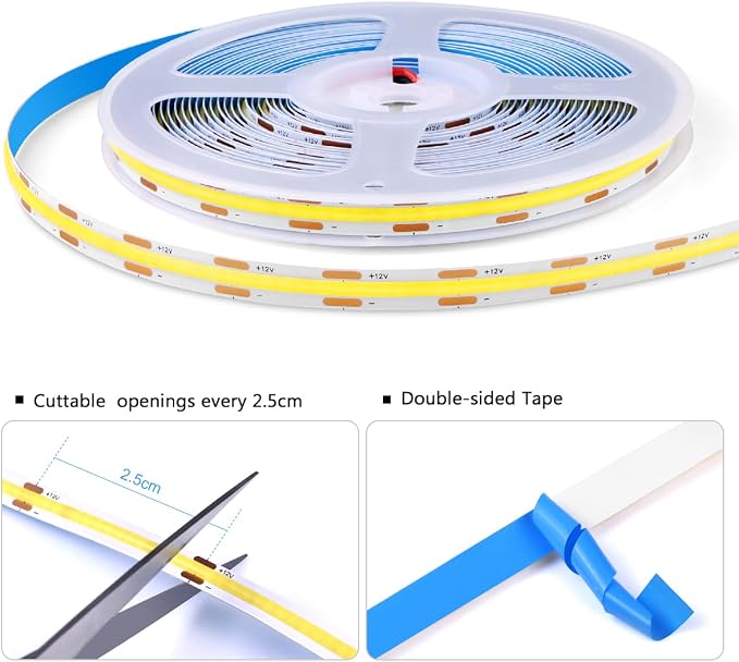 Cabinet Light COB LED Strip Lights 6-in-1 Dimmable Touch Control for Display Cabinets, Wardrobes, Kitchen, Wine Cabinets, Showcase & Shelf Lighting (White Light, 3.3ft)
