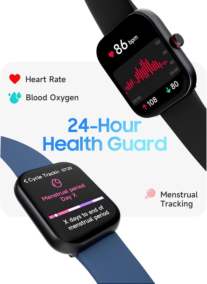 TOOBUR Smart Watch for Men Women, Alexa Built-in, Answer/Make Calls, 1.91" HD Screen Fitness Watch, IP68 Waterproof, 100 Sports, Heart Rate Monitor, Sleep Tracker, Compatible Android iOS, Blue