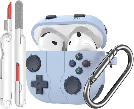 for Airpods 4 Silicone Case Game Controller with Cleaning Kit,Shockproof Earbuds Protector Compatible with Airpod 4th Gen Cases Cover Support Wireless Charging