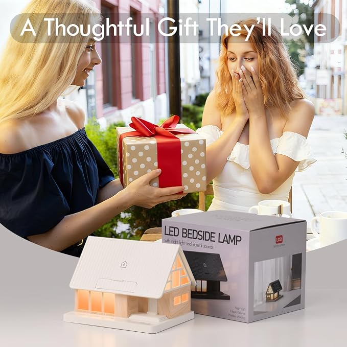 Night Light,House-Shaped Nightstand Light with 15W Wireless Charger and White Noise Machine,Touch Control 3-Level Dimmable Lamp with Timer, Sleep Aid Bedside Light for Bedroom Décor & Gift